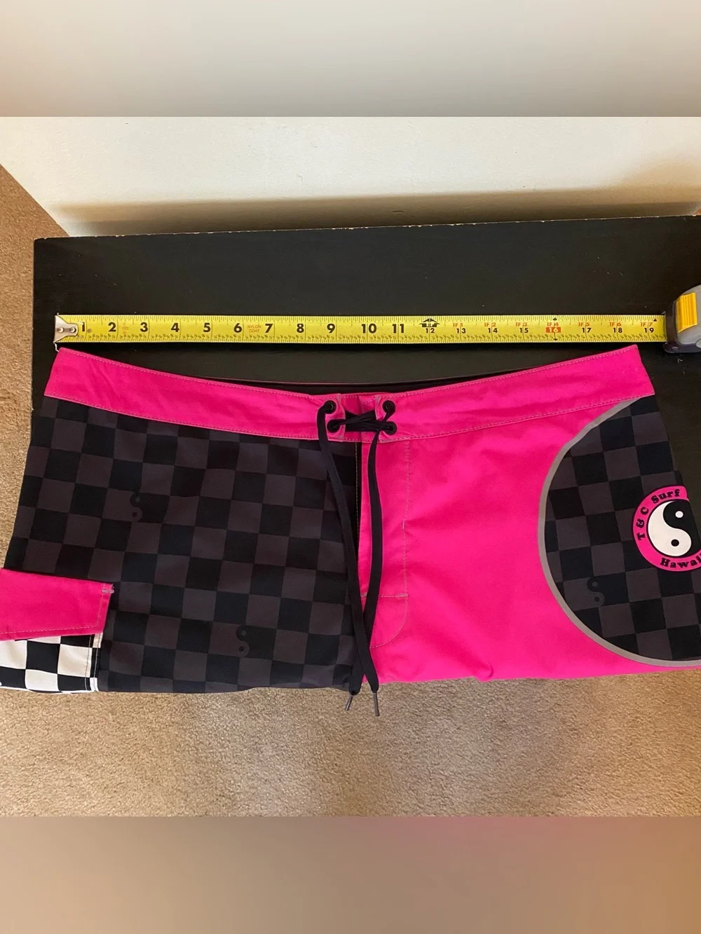 Vans T&C Surf Designs Hawaii Pink Board Shorts Mens 36 Black Check Drawstring - Picture 9 of 12